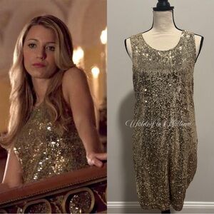 ASO SERENA VAN DER WOODSEN GOLDEN SEQUINED DRESS - M